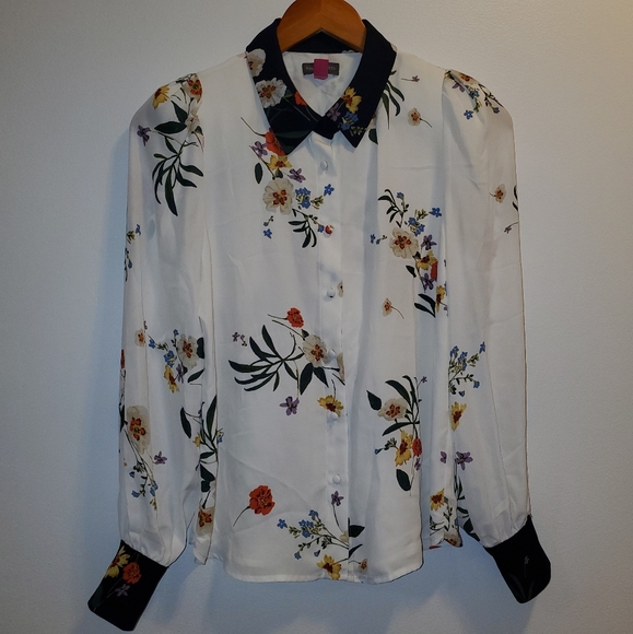Vince Camuto Surreal Garden Button-down Blouse XS - Picture 3 of 4